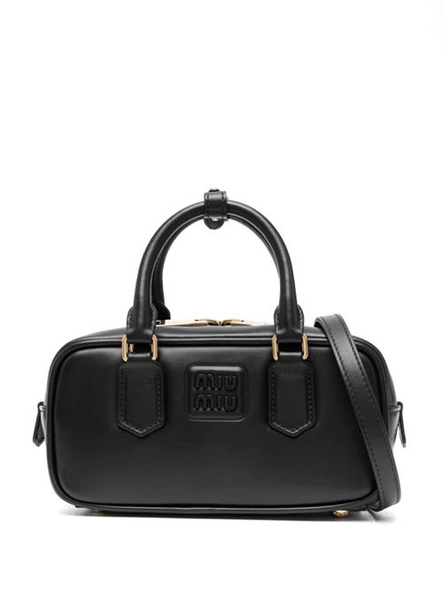 Black calf leather embossed logo bag Miu Miu | 5BB142V-OOT2F8KF0002